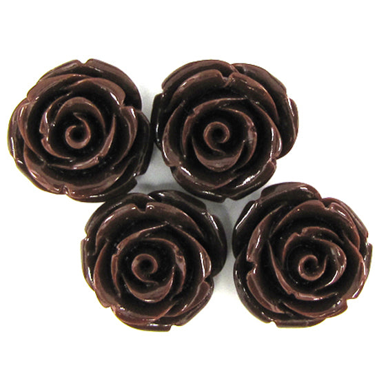 20mm synthetic coral carved rose flower beads 15" strand 20 pcs brown
