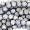 Matte Silver Druzy Agate Round Beads Gemstone 15
