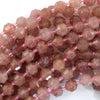 Natural Strawberry Quartz Prism Double Point Cut Faceted Beads 15.5
