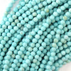 Cream Blue Turquoise Round Beads Gemstone 15.5