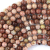 Natural Snowflake Pink Rhodonite Round Beads 15.5