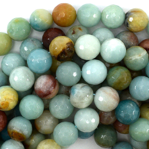 Natural Multicolor Amazonite Rondelle Button Beads Gemstone 15" Strand 6mm 8mm