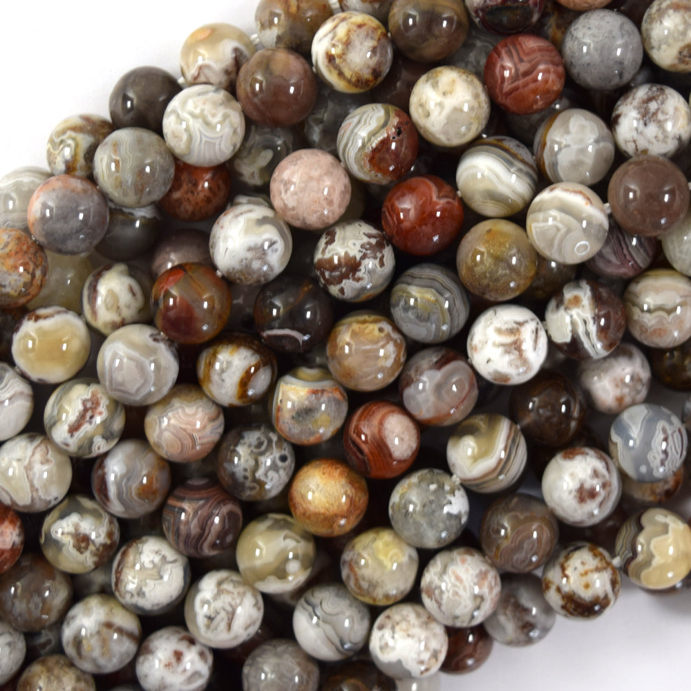 Natural Mexican Crazy Lace Agate Round Beads Gemstone 15" Strand 6mm 8mm 10mm S1