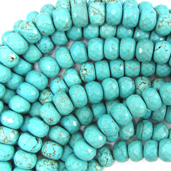 Faceted Blue Turquoise Rondelle Button Beads 15.5" 3mm 4mm 6mm 8mm 10mm 12mm