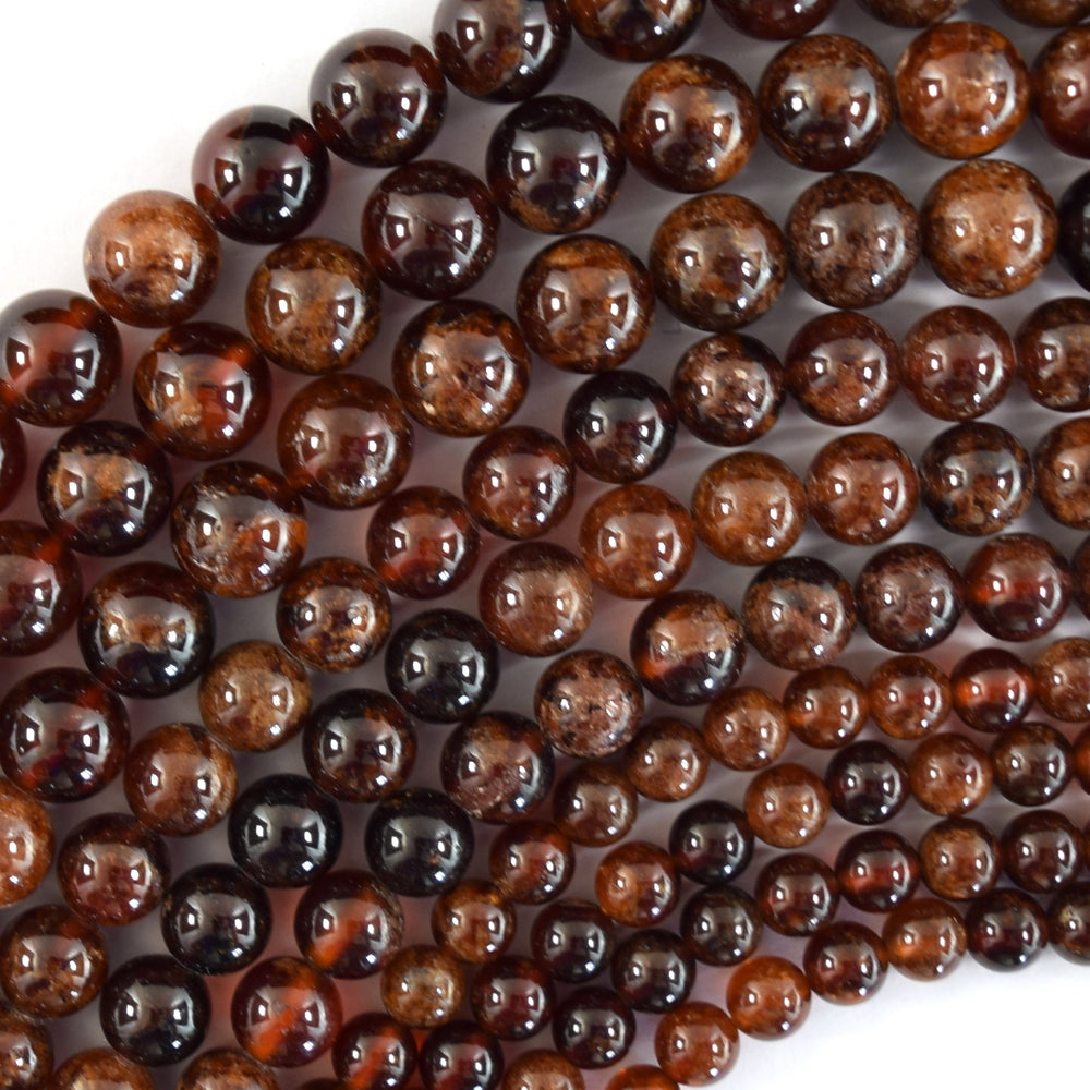 Natural Orange Hessonite Garnet Round Beads Gemstone 15" Strand 6mm 8mm 10mm