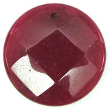 2 pieces 40mm faceted ruby red jade coin bead pendant