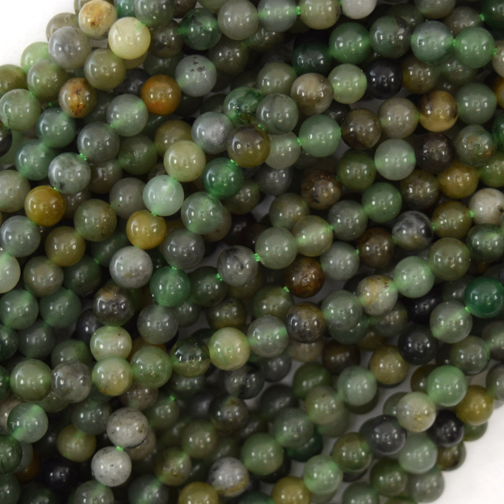 Natural Green African Jade Round Beads 15" Strand 4mm 6mm 8mm 10mm 12mm S1