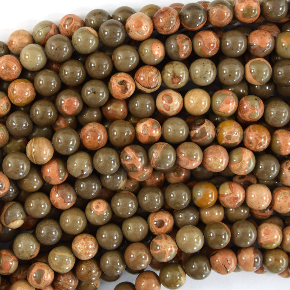 Natural African Map Jasper Round Beads Gemstone 15" Strand 6mm 8mm 10mm