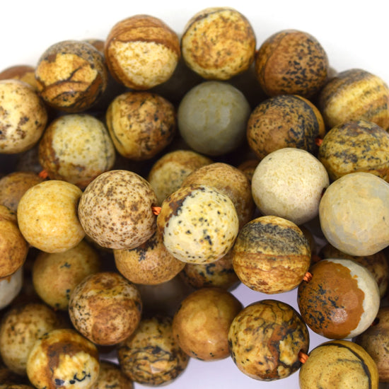 Natural Faceted Picture Jasper Round Beads 15" Strand 4mm 6mm 8mm 10mm 12mm