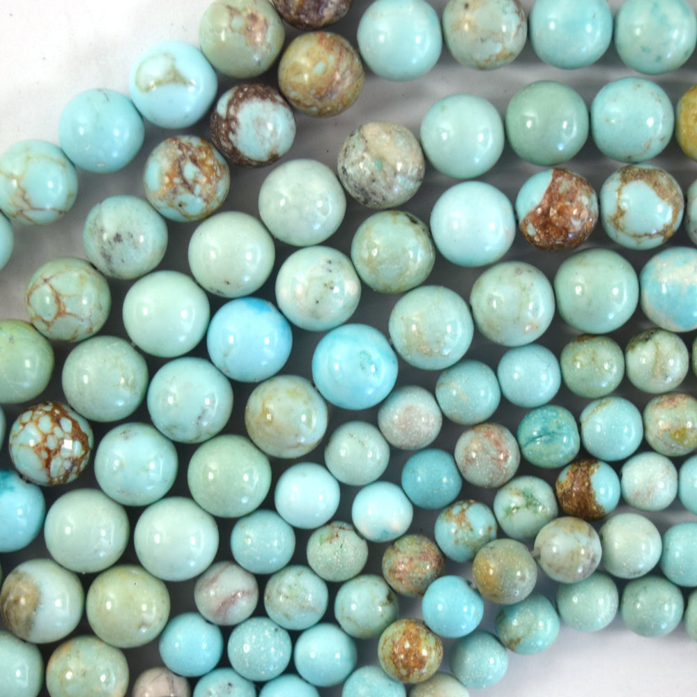 Brown Matrix Cream Blue Turquoise Round Beads 15" Strand 4mm 6mm 8mm 10mm 12mm