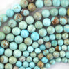 Brown Matrix Cream Blue Turquoise Round Beads 15