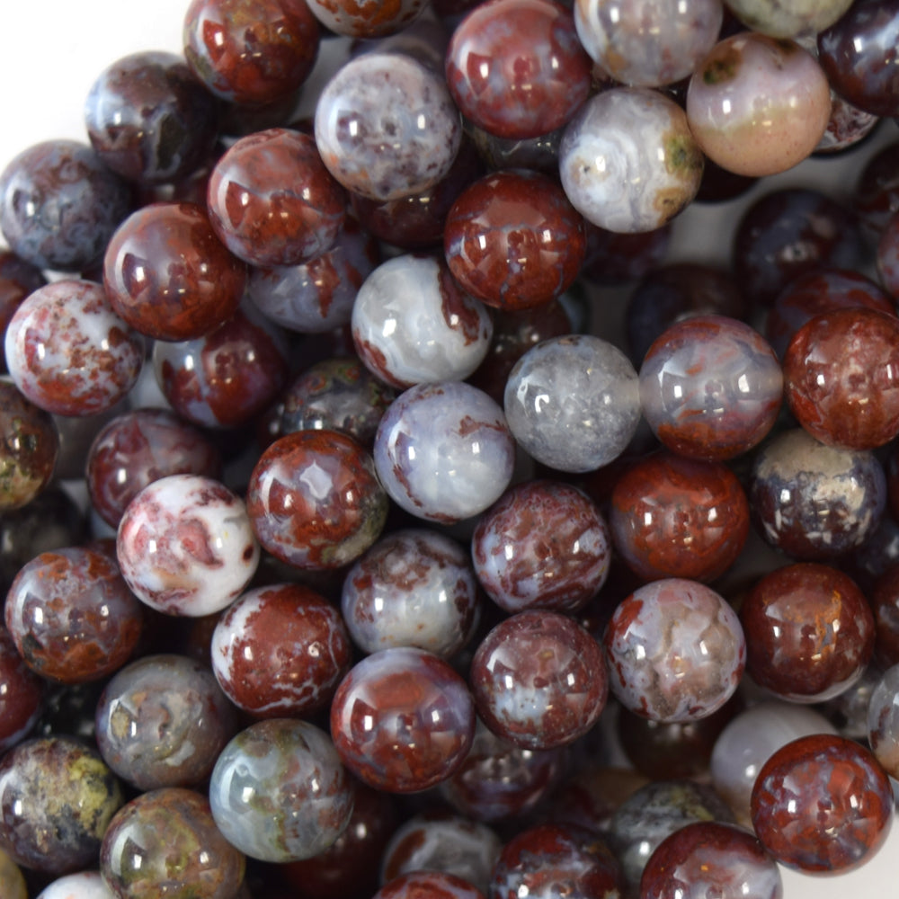 Natural Red Lightning Agate Round Beads Gemstone 15.5" Strand 6mm 8mm 10mm