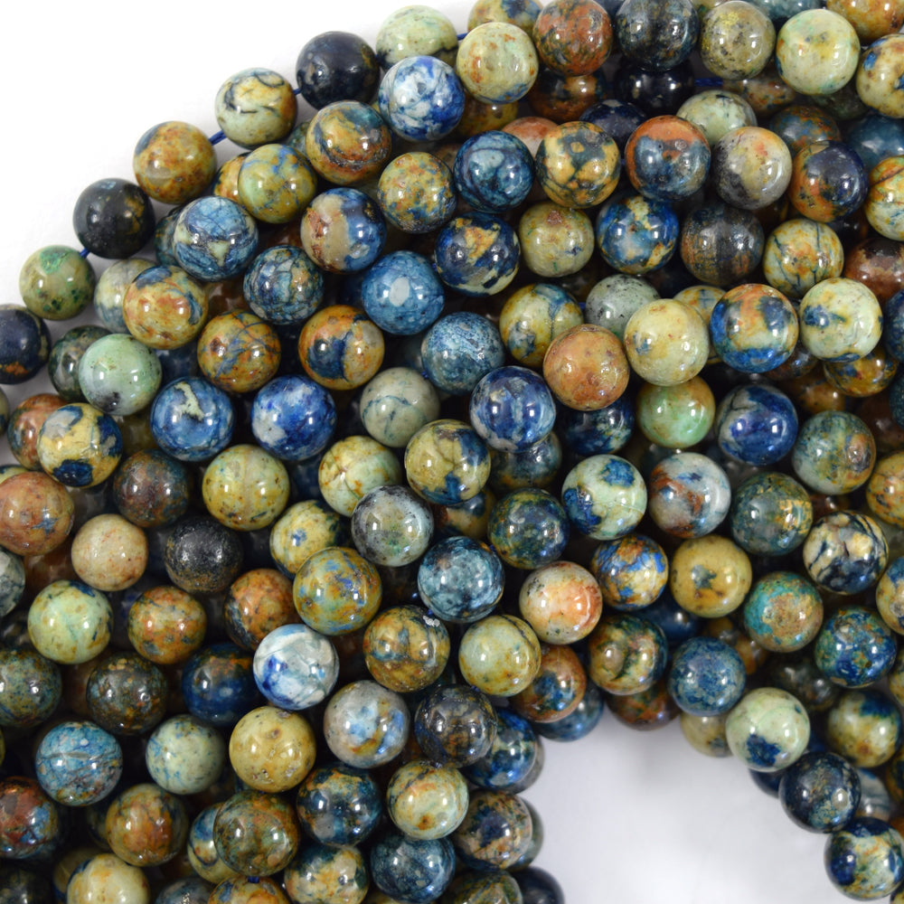 Natural Green Blue Azurite Round Beads Gemstone 15.5" Strand 6mm 8mm 10mm S3