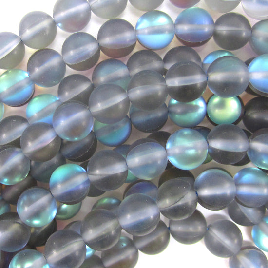 Matte Blue Mystic Aura Quartz Round Beads Gemstone 15" Strand 6mm 8mm 10mm 12mm