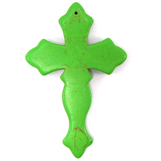 2 pieces 42mm green turquoise cross pendant bead