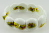 White millefiori lampwork glass stretch bracelet 7