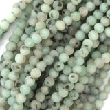 Natural Matte Blue Kiwi Jasper Round Beads 15