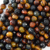 8mm faceted multicolor tiger eye round beads 15.5