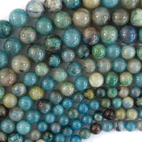 Natural Green Blue Azurite Round Beads Gemstone 15