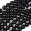 Matte Black Onyx Round Beads Gemstone 15
