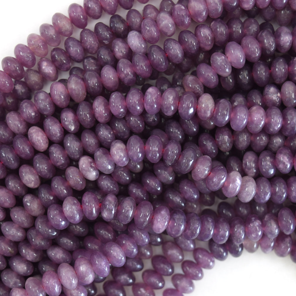 Purple Lepidolite Rondelle Beads Gemstone 15.5" Strand 4x6mm 5x8mm 6x10mm