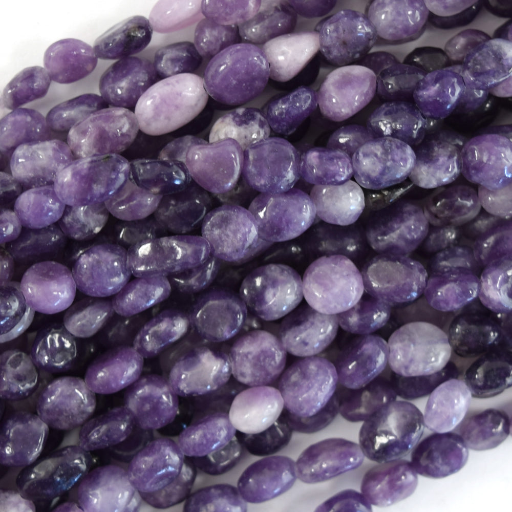 Natural Purple Lepidolite Pebble Nugget Beads Gemstone 15.5" Strand 6-7mm 7-9mm