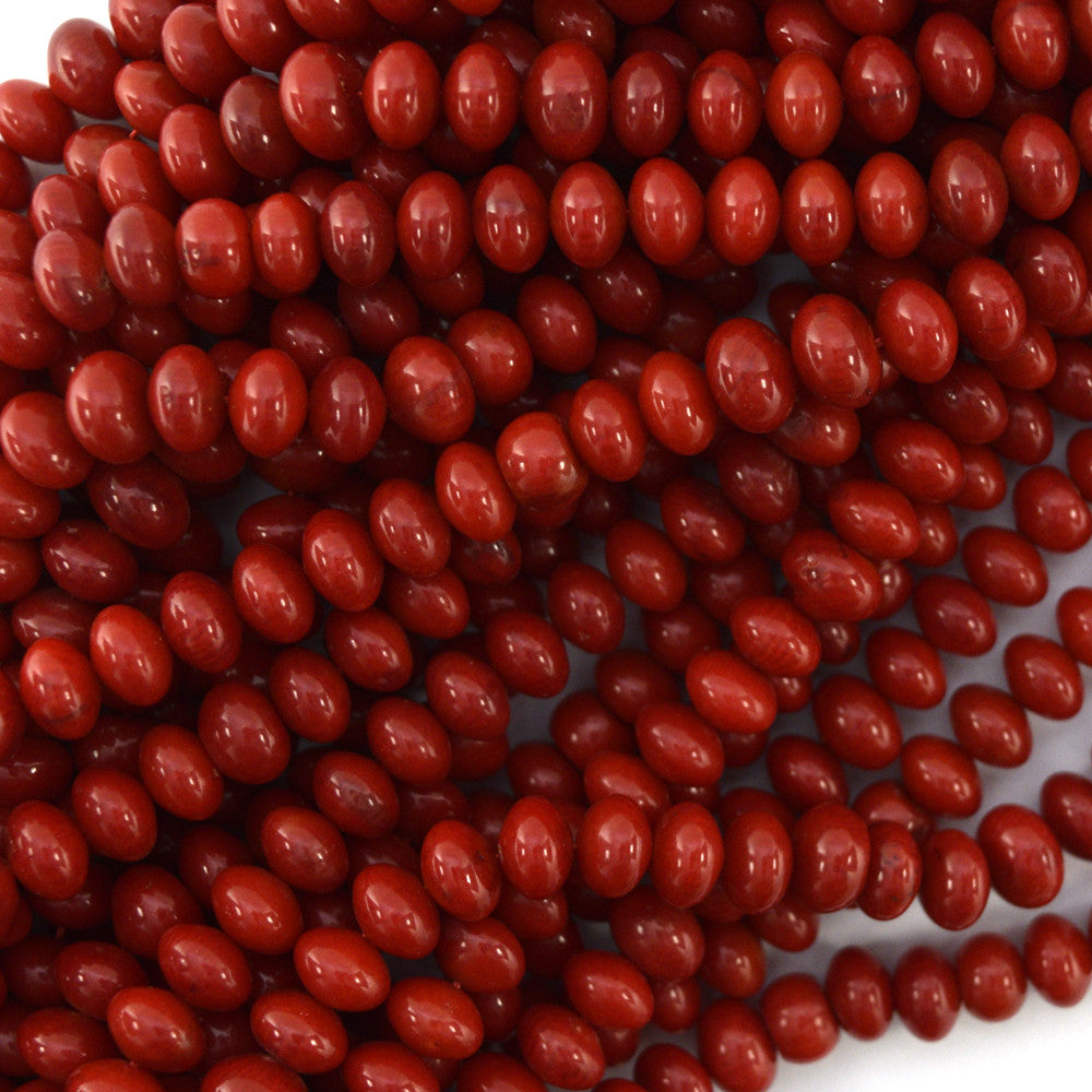 8mm red coral rondelle beads 16" strand