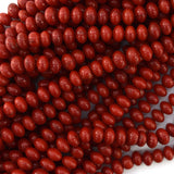 8mm red coral rondelle beads 16