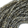 Natural Faceted Gray Labradorite Round Beads 15