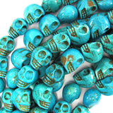 18mm blue turquoise carved skull beads 15