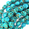 18mm blue turquoise carved skull beads 15