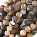 8mm matte brown stripe agate round beads 15