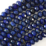 8mm natural faceted blue lapis lazuli rondelle beads 15.5