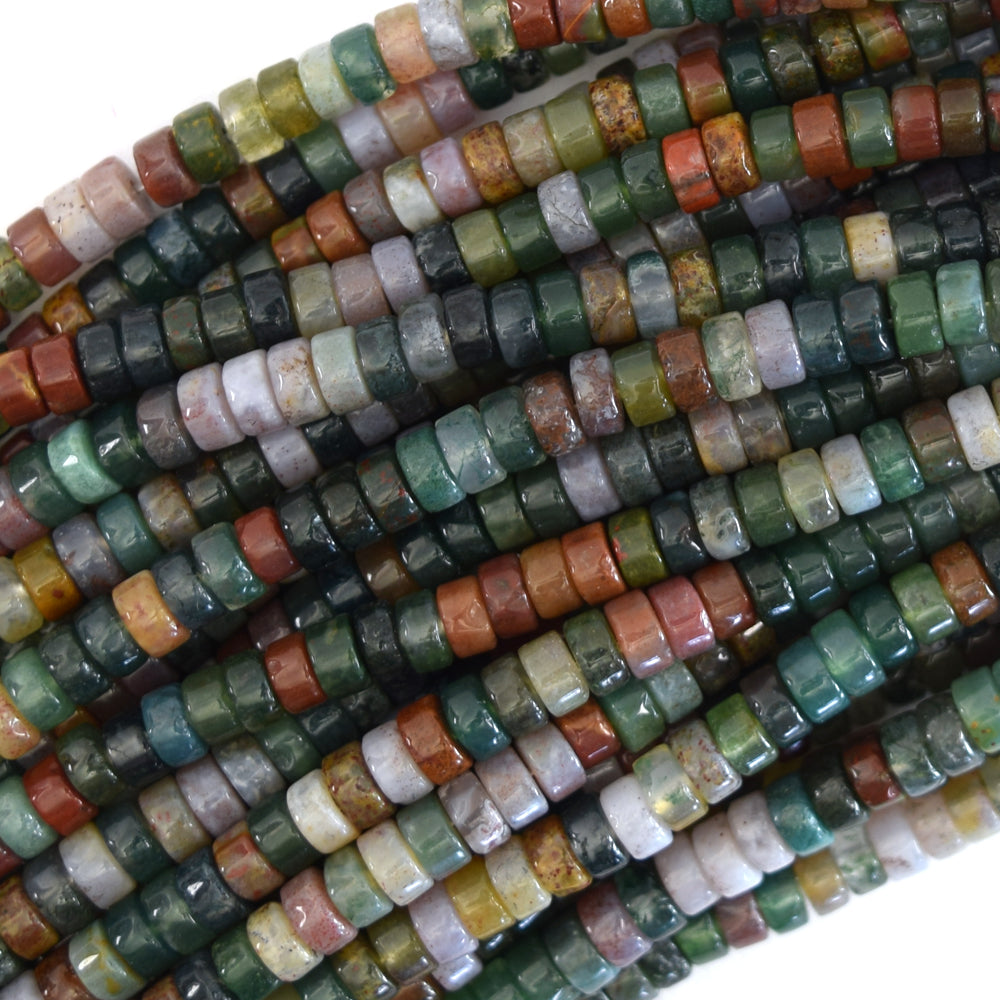 4mm natural indian agate heishi disc beads 15.5" strand