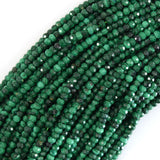 Natural Faceted Green Malachite Rondelle Beads 15.5