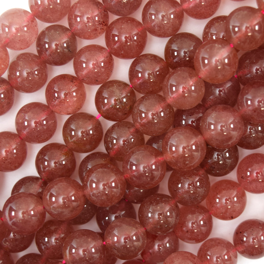 Natural Strawberry Quartz Round Beads Gemstone 15" Strand 6mm 8mm 10mm 12mm S1