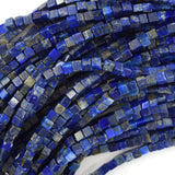 4mm natural blue lapis lazuli cube beads 15.5