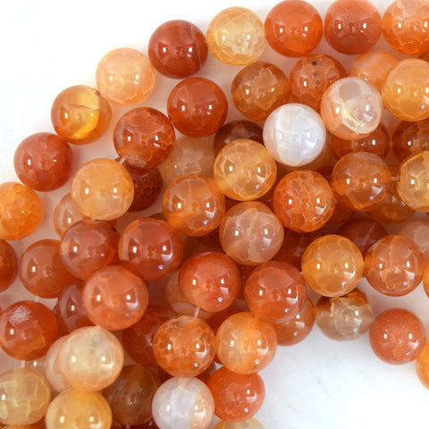 Orange Fire Agate Round Beads Gemstone 15" Strand 6mm 8mm 10mm