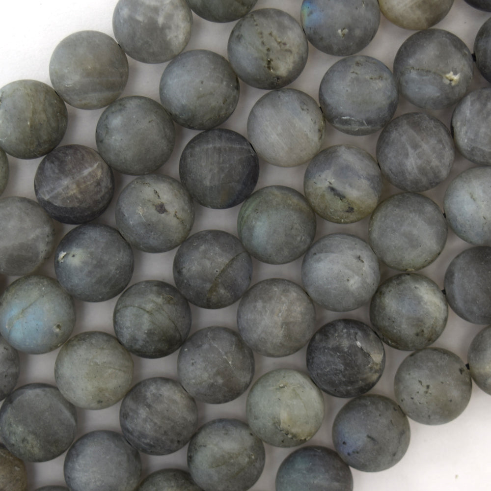 Natural Matte Gray Labradorite Round Beads 15.5" Strand 4mm 6mm 8mm 10mm 12mm