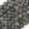 Natural Matte Gray Labradorite Round Beads 15.5
