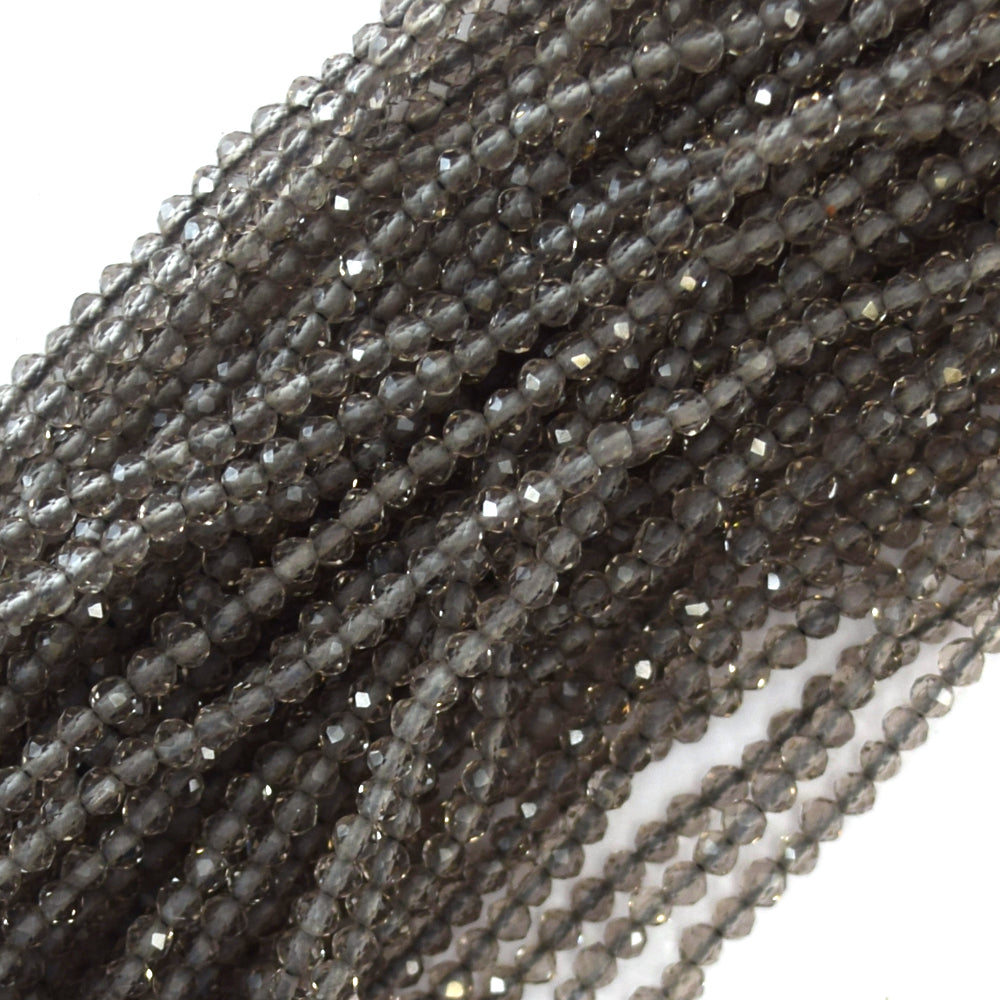 2mm faceted ice obsidian round beads 15.5" strand