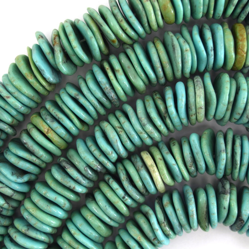 10mm - 18mm Graduated Turquoise Disc Button Beads 16" Brown Blue L Green M Green D Green