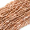 Natural Faceted Orange Gold Sunstone Round Beads 15.5