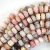 12mm - 13mm natural faceted Peruvian pink opal rondelle beads 15.5