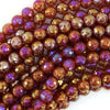Mystic Titanium Faceted Red Carnelian Round Beads 15