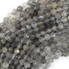 Natural Star Cut Faceted Cloudy Gray Quartz Round Beads 15