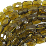 16mm faceted brown quartz rectangle beads 15.5