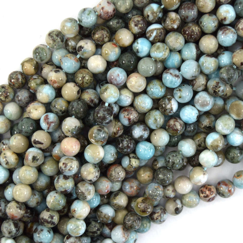 Natural Genuine Brown Blue Larimar Round Beads 15.5" Strand 6mm 8mm 10mm