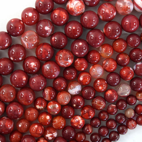 Natural Red Lightning Agate Round Beads Gemstone 15.5" Strand 6mm 8mm 10mm