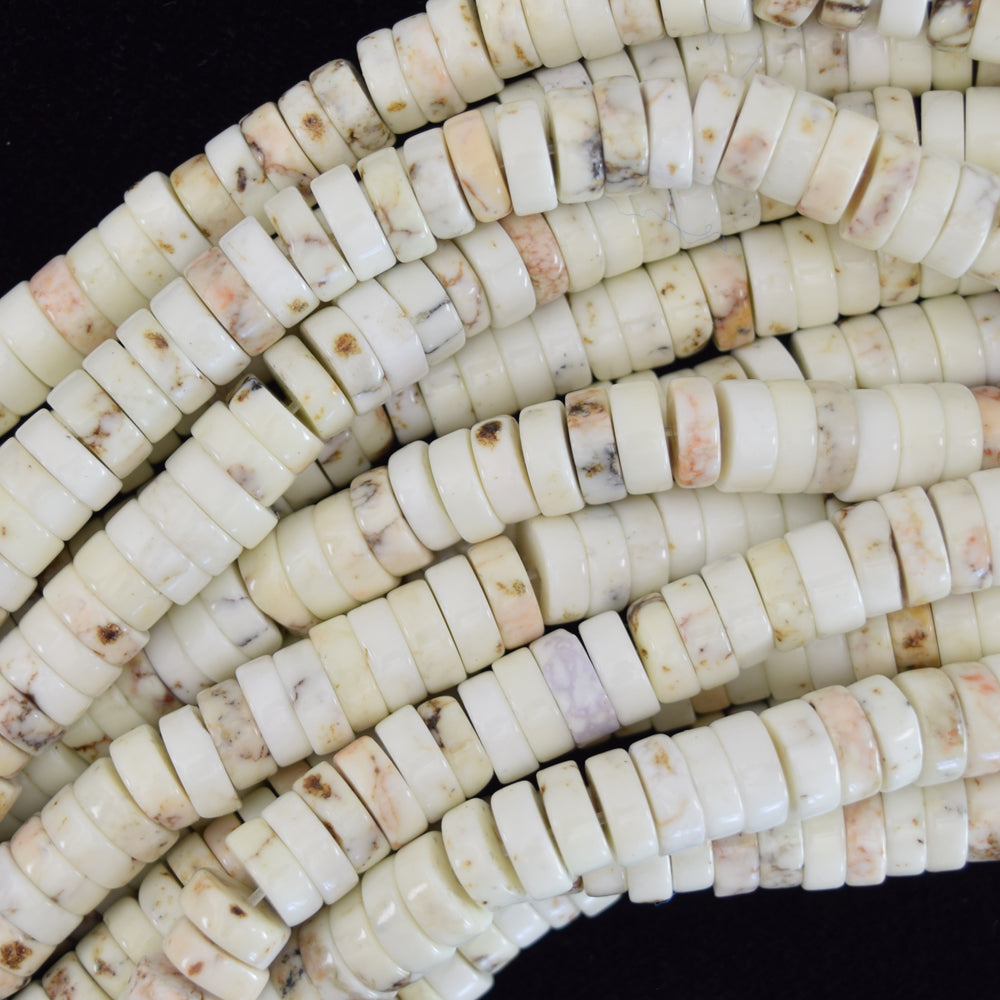 White Turquoise Heishi Disc Beads Gemstone 15.5" Strand 4mm 6mm 8mm